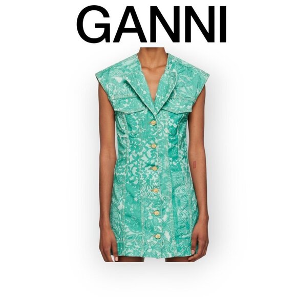 GANNI Denim Mini Blazer Dress Organic Cotton XS - Picture 1 of 13